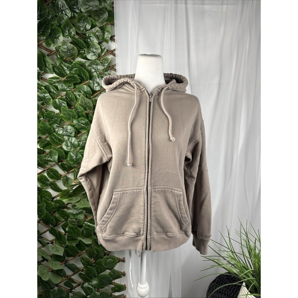Hollister Full Zip Hoodie Sweatshirt Jacket Womens Size XS Tan